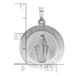 14k White Gold Polished and Satin Solid Miraculous Medal Round Pendant - Image 3