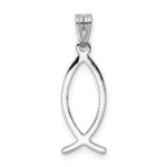 14k White Gold Ichthus Fish Pendant - Image 4
