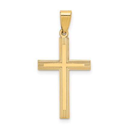 14k Polished Laser Etched Cross Charm