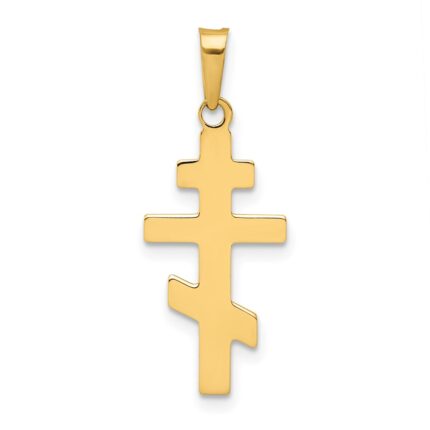 14k Polished Eastern Orthodox Cross Charm