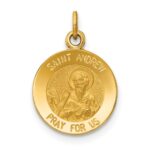 14k Polished and Satin Solid Saint Andrew Medal Charm