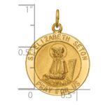 14k Polished and Satin Solid Saint Elizabeth Seton Medal Round Pendant - Image 3