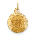 14k Polished and Satin Solid Matka Boska Czestochowska Medal Reversible Round Pendant - Image 4