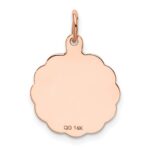 14k Rose Gold Satin and Polished Saint Christopher Medal Scalloped Edge Round Charm - Image 4