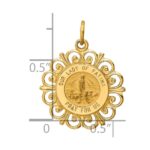 14k Polished and Satin Solid Our Lady of Fatima Medal Scalloped Edge Round Pendant - Image 3