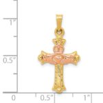 14k Two-tone Claddagh Cross Pendant - Image 3