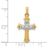 14k Two-tone Claddagh Cross Pendant - Image 3