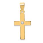 14k Polished .02 carat Diamond Cross Pendant