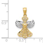 14K and White Rhodium Filigree Angel with Heart Pendant - Image 3