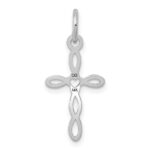 14K White Gold Loop with Center Heart Cross Charm - Image 4