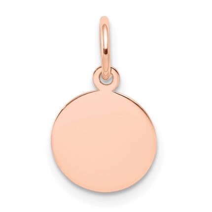 14k Rose Gold Plain .013 Gauge Round Engraveable 10mm Disc Charm