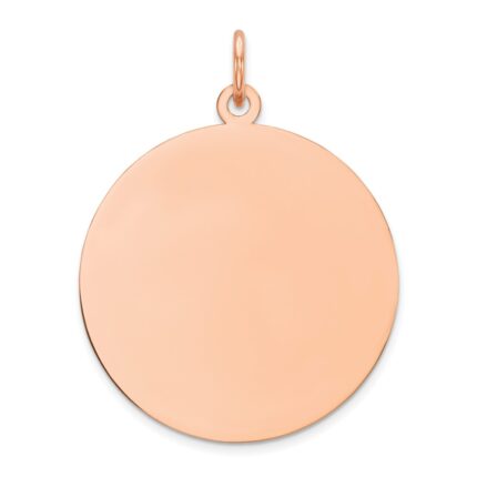 14k Rose Gold Plain .035 Gauge Round Engravable 23mm Disc Charm