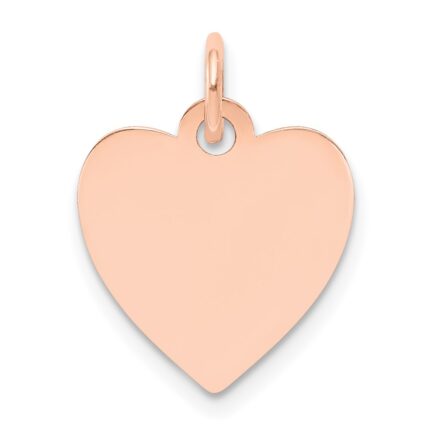 14k Rose Gold Plain .013 Gauge Engraveable Heart 15x14mm Disc Charm