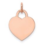 14k Rose Gold Plain .027 Gauge Medium Engraveable Heart 19x15mm Disc Charm - Image 3