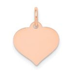 14k Rose Gold Plain .018 Gauge Engravable Heart 14x12mm Disc Charm
