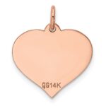 14k Rose Gold Plain .018 Gauge Engravable Heart 16x17mm Disc Charm - Image 3