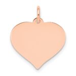14k Rose Gold Plain .027 Gauge Engravable Heart 16x17mm Disc Charm