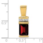 14k 8x6mm Emerald-cut Garnet and AA Diamond Slide Fits up to 2mm Regular/4mm Fancy or Reversible Omega - Image 4