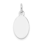 14k White Gold Plain .018 Gauge Oval Engravable 17x9mm Disc Charm