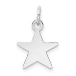 14k White Gold Plain .013 Gauge Engravable 14x11mm Star Disc Charm