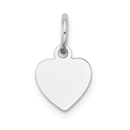 14k White Gold Plain .009 Gauge Engravable Heart 11x9mm Disc Charm