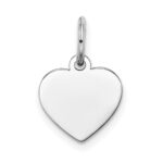 14k White Gold Plain .013 Gauge Engravable Heart 12x10mm Disc Charm