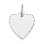 14k White Gold Plain .027 Gauge Engravable Heart 15x14mm Disc Charm