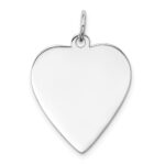 14k White Gold Plain .018 Gauge Engravable Heart 23x19mm Disc Charm