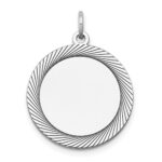 14k White Gold Etched Design Edge .027 Gauge Round Engravable 19mm Disc Charm