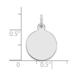 14k White Gold Plain .013 Gauge Round Engravable 12mm Disc Charm - Image 3