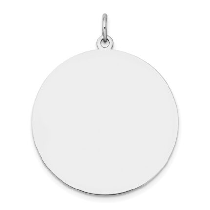 14k White Gold Plain .027 Gauge Round Engravable 25mm Disc Charm