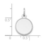 14k White Gold Plain with Grooved Edge .011 Gauge Round Engravable 13mm Disc Charm - Image 3