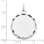 14k White Gold .027 Gauge Engravable Round Scalloped 26x24mm Disc Charm - Image 4