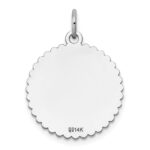 14k White Gold .018 Gauge Engravable Round Scalloped 18mm Disc Charm - Image 3