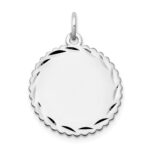 14k White Gold .027 Gauge Engravable Round Scalloped 18mm Disc Charm