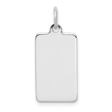 14k White Gold Plain .035 Gauge Rectangular Engravable 17.1x10.5mm Disc Charm