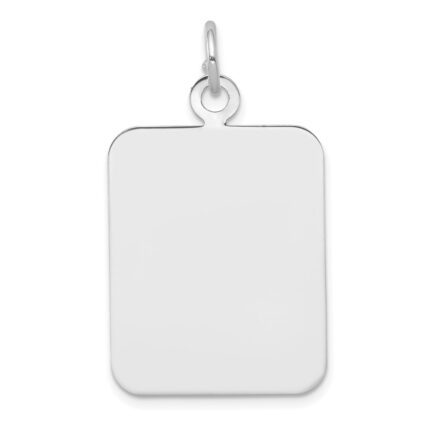 14k White Gold Plain .027 Gauge Rectangular Engravable 25x20.1mm Disc Charm