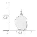14k White Gold Plain Small.011 Depth Facing Right Engravable Boy Charm - Image 4
