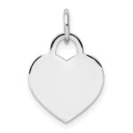 14k White Gold Plain .027 Gauge Engravable Heart 15x12mm Disc Charm