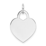 14k White Gold Plain .035 Gauge Engravable Heart 19x15mm Disc Charm