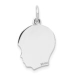 14k White Gold Plain Medium.009 Depth Facing Right Engravable Boy Charm - Image 3