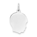 14k White Gold Plain Medium.013 Depth Facing Right Engravable Boy Charm