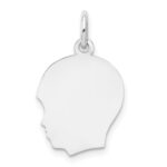 14k White Gold Plain Medium.011 Depth Facing Left Engravable Boy Charm