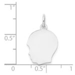 14k White Gold Plain Medium.027 Depth Facing Left Engravable Boy Charm - Image 3