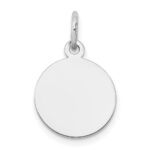 14K White Gold Plain .011 Gauge Round Engravable 12mm Disc Charm