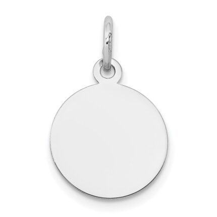 14K White Gold Plain .013 Gauge Round Engravable 12mm Disc Charm