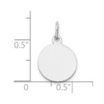 14K White Gold Plain .018 Gauge Round Engravable 12mm Disc Charm - Image 3