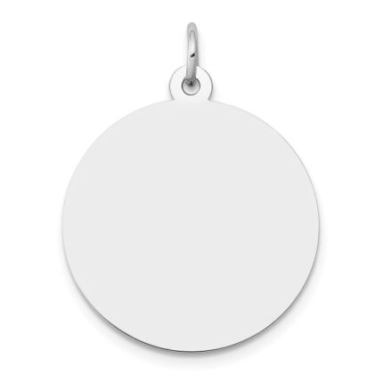 14K White Gold Plain .011 Gauge Round Engravable 22mm Disc Charm