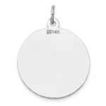 14K White Gold Plain .018 Gauge Round Engravable 22mm Disc Charm - Image 3