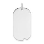 14k White Gold Plain .011 Gauge Engravable 25x13mm Dog Tag with Notch Disc Charm